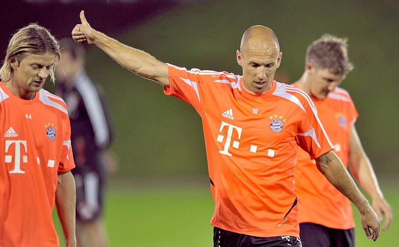 Die Bayern beim Abendtraining.