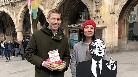 Der OB-Kandidat der Gr&uuml;nen Dominik Krause und SPD-Fraktionschefin Anne H&uuml;bner.