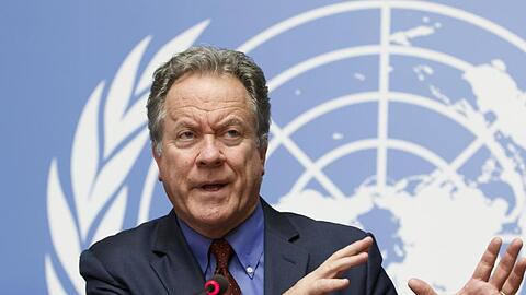 WFP-Chef David Beasley Ende 2018 während einer Pressekonferenz am europäischen Hauptsitz der Vereinten Nationen in Genf.