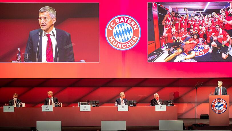 Bayern-Präsident Herbert Hainer spricht bei einer Jahreshauptversammlung.