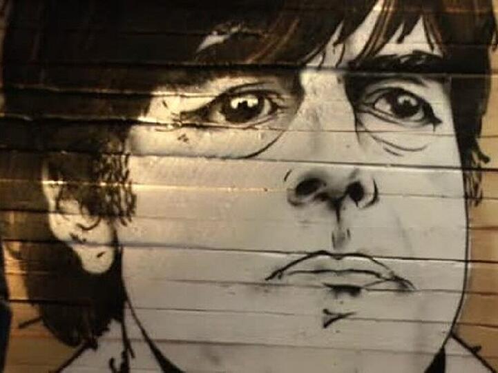 Deko für's "Private Viewing" in Hamburg: Jogi Löw als Grafitto