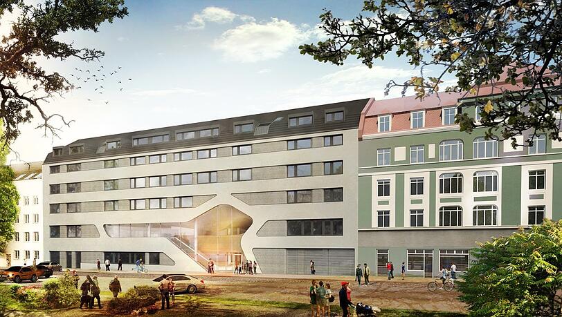 Neue Front: Der Eingang erinnert an eine E-Gitarre.