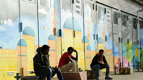 Flüchtlinge aus Eritrea in der Erstaufnahmeeinrichtung für Asylbewerber auf dem Gelände der Bayernkaserne in München.