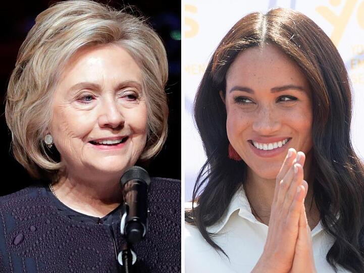 Hillary Clinton (l) nimmt Herzogin Meghan in Schutz.