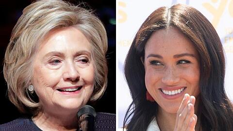 Hillary Clinton (l) nimmt Herzogin Meghan in Schutz.
