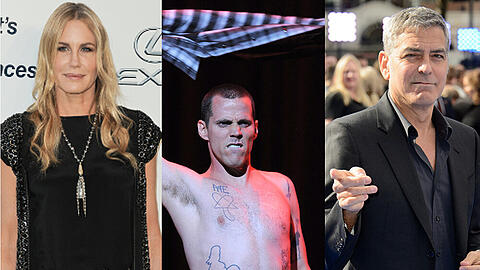 Lassen sich nicht so schnell einschüchtern: Daryl Hannah, Steve-O und George Clooney (v.l.)