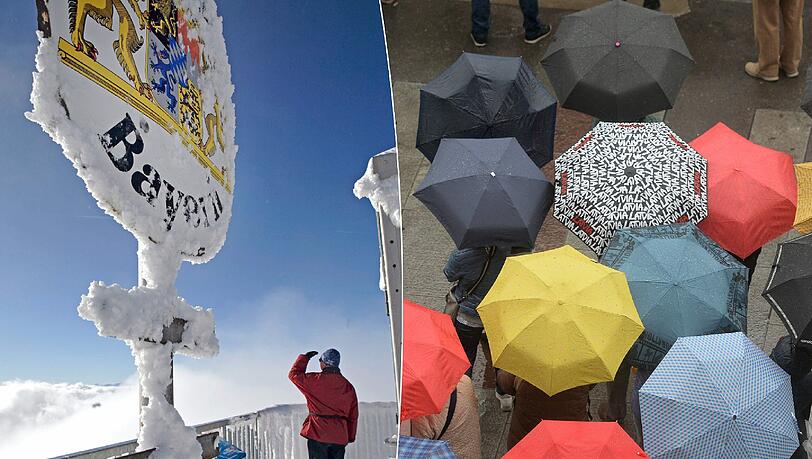 Neuschnee gibt’s satt – nicht bloß auf der Zugspitze. In München ist der Schirm über Pfingsten ein Muss. Neuschnee gibt’s satt – nicht bloß auf der Zugspitze. In München ist der Schirm über Pfingsten ein Muss.