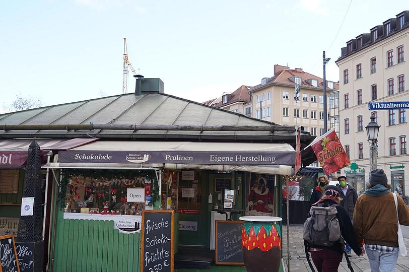 Seit fünf Jahren gibt es den Schokoladen auf dem Viktualienmarkt.