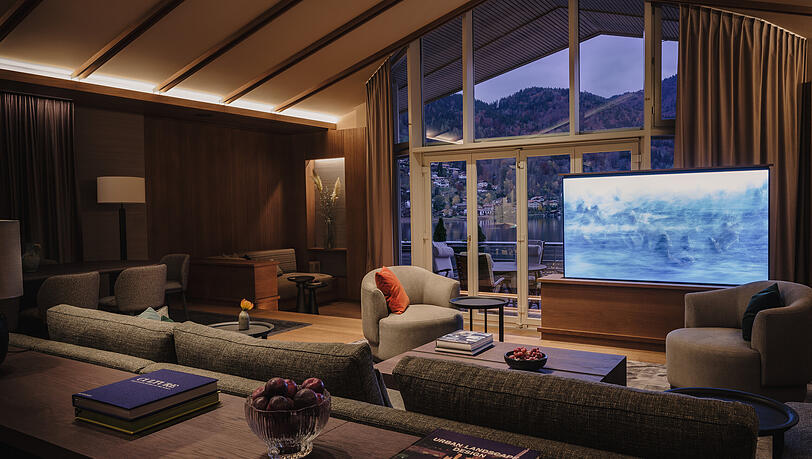 Ein Blick in eine Suite im Althoff Seehotel Überfahrt in Rottach-Egern am Tegernsee. Ein Blick in eine Suite im Althoff Seehotel Überfahrt in Rottach-Egern am Tegernsee.