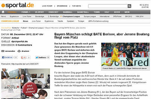 Bayern gegen Borissow: Klicken Sie hier durch die Pressestimmen