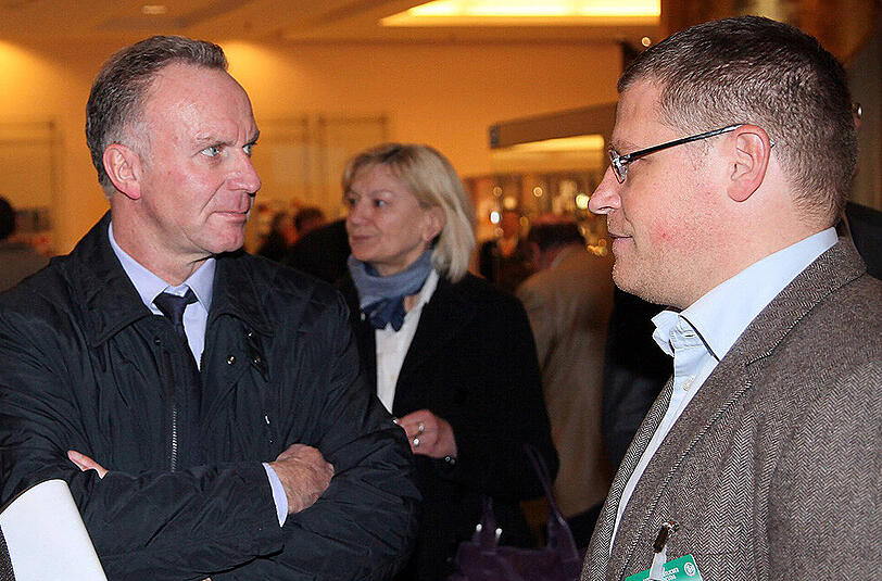Karl-Heinz Rummenigge (l.) und Max Eberl beim DFB-Bundestag 2012.