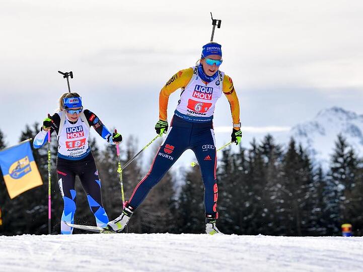 Franziska Preuß startet die deutsche Mixed-Staffel.