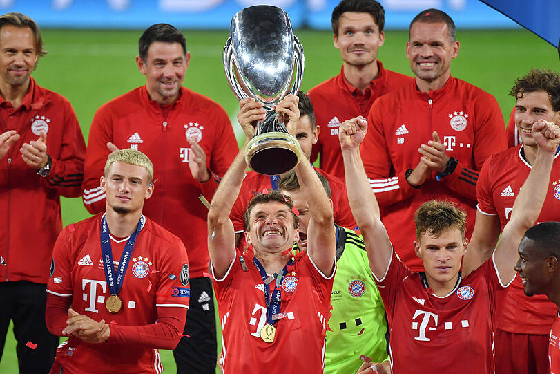 Thomas Müller 2020 mit dem Uefa-Supercup.