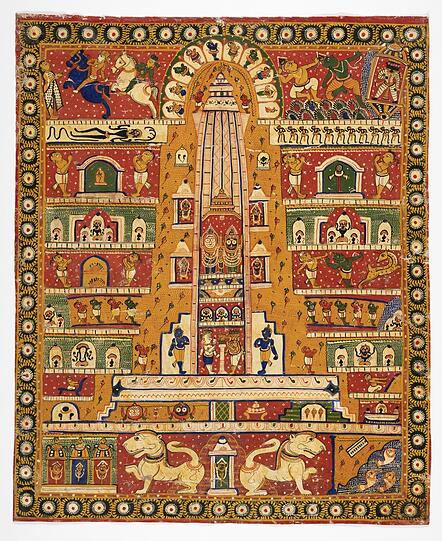 Jagannath, der Herr des Universums, mit seinen Geschwistern Balabhadra und Subhadra auf einem Gemälde aus Odisha. Entstanden ist es in der ersten Hälfte des 20. Jahrhunderts. Jagannath, der Herr des Universums, mit seinen Geschwistern Balabhadra und Subhadra auf einem Gemälde aus Odisha. Entstanden ist es in der ersten Hälfte des 20. Jahrhunderts.