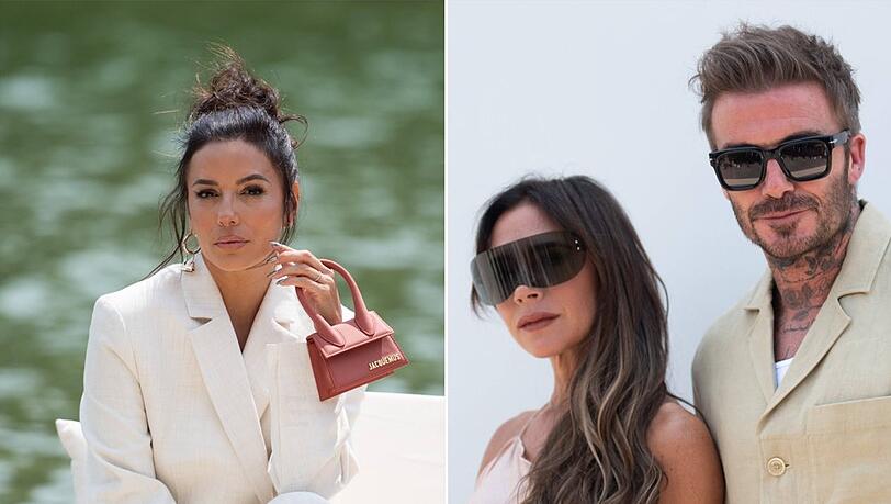 Eva Longoria (l.) und die Beckhams führten die starbesetzte Gästeliste des Modelabels Jacquemus an.