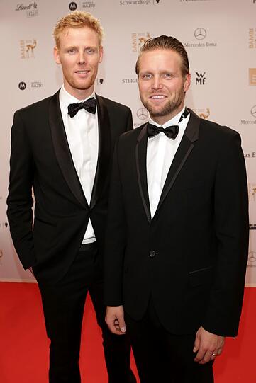 Das deutsche Beach Volleyball Duo Jonas Reckermann (L) und Julius Brink