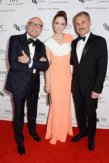 Georges Kern mit Emily Blunt und Christoph Waltz.