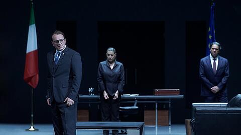 Ein Hauch von "House of Cards": Daniel Behle (Tito Vespasiano), Cecilia Bartoli (Sesto) und Ildebrando D'Arcangelo (Publio).