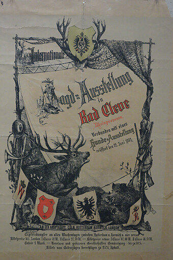 Das älteste Plakat im Ströer-Archiv macht 1881 Werbung für eine Jagd-Ausstellung.
