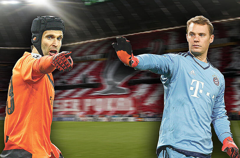 Am Mittwoch treffen zwei der weltbesten Torhüter aufeinander. Bayerns Manuel Neuer (r.) gegen Arsenals Petr Cech.