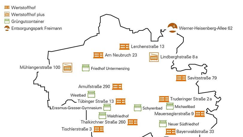 Die Grüngutsammelstellen der Münchner Wertstoffhöfe am 25. April 2020. Die Grüngutsammelstellen der Münchner Wertstoffhöfe am 25. April 2020.