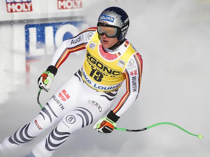 homas Dreßen aus Deutschland fährt ins Ziel. Foto: Jeff Mcintosh/The Canadian Press/AP/dpa