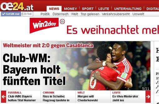 Die österreichischen Kollegen von oe24.at zeigen ein Bild mit dem jubelnden David Alaba.