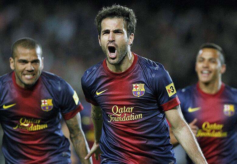 Cesc Fabregas vom FC Barcelona feiert seinen 1:0-Siegtreffer gegen UD Levante.