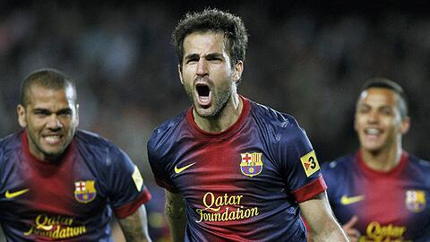 Cesc Fabregas vom FC Barcelona feiert seinen 1:0-Siegtreffer gegen UD Levante.