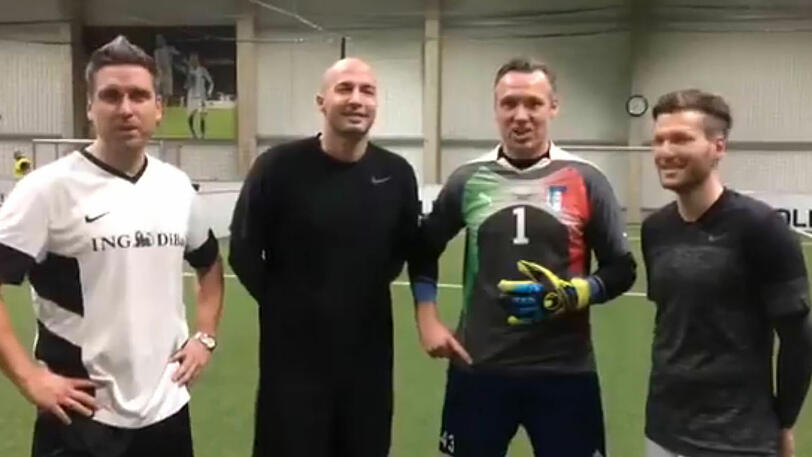 Ex-Löwen unter sich: Torben Hoffmann, Necat Aygün, Michi Hofmann und Benny Lauth.