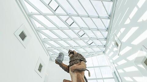 Der "Löwenbräu"-Löwe im Museum der Bayerischen Geschichte in Regensburg. Foto: Uwe Moosburger/Haus der Bayerischen Geschichte