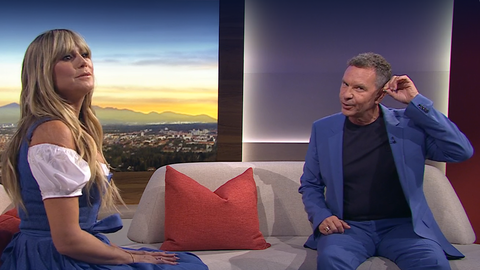 Heidi Klum überraschte BR-Moderator Roman Roell in der Abendschau.