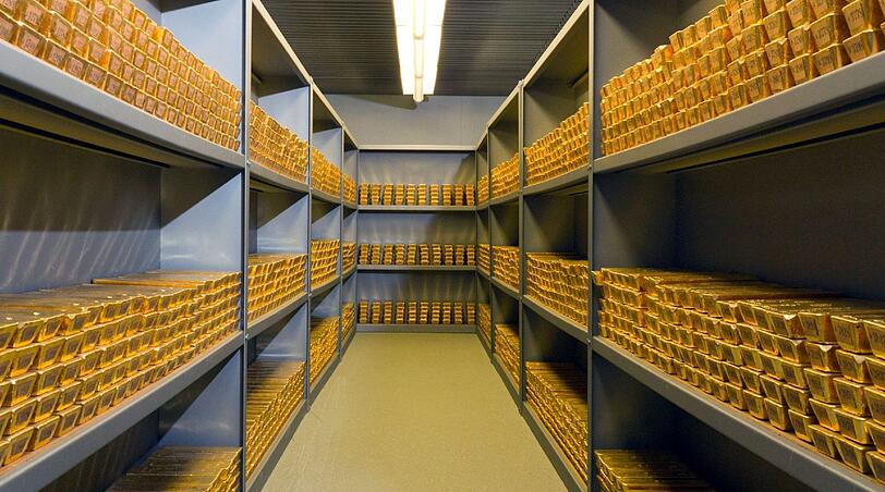 Ein Lager der Bundesbank mit Goldbeständen.