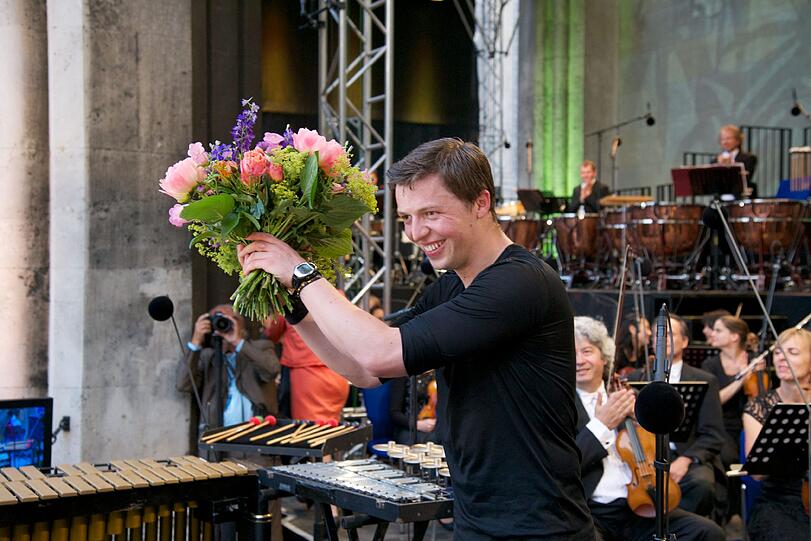 Martin Grubinger 2013 bei seinem ersten Auftritt am Odeonsplatz.