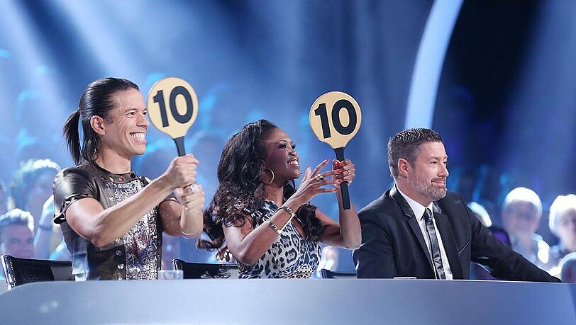 Die Jury: Jorge Gonzalez, Motsi Mabuse und Joachim Llambi (v.l.) beurteilen die Leistungen der Tänzer Die Jury: Jorge Gonzalez, Motsi Mabuse und Joachim Llambi (v.l.) beurteilen die Leistungen der Tänzer