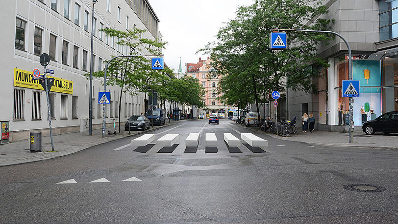 Vorschlag der Grünen: So könnte ein Zebrastreifen im 3D-Look ausschauen.