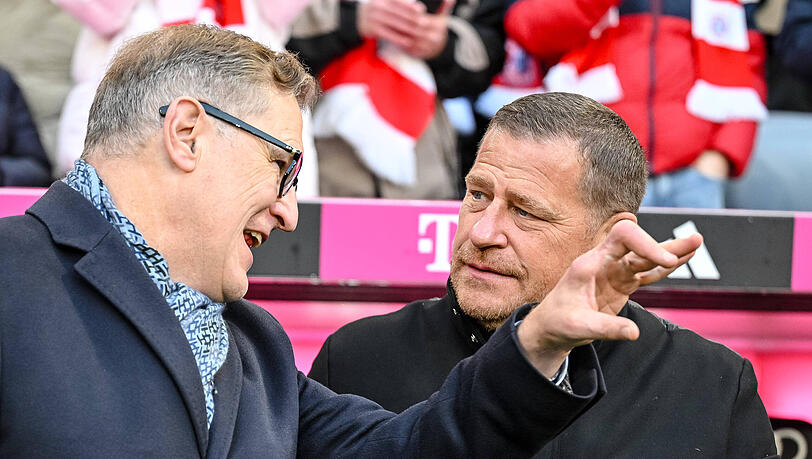 Vorstands Vorsitzender Jan-Christian Dreesen und Bayerns Sportboss Max Eberl.