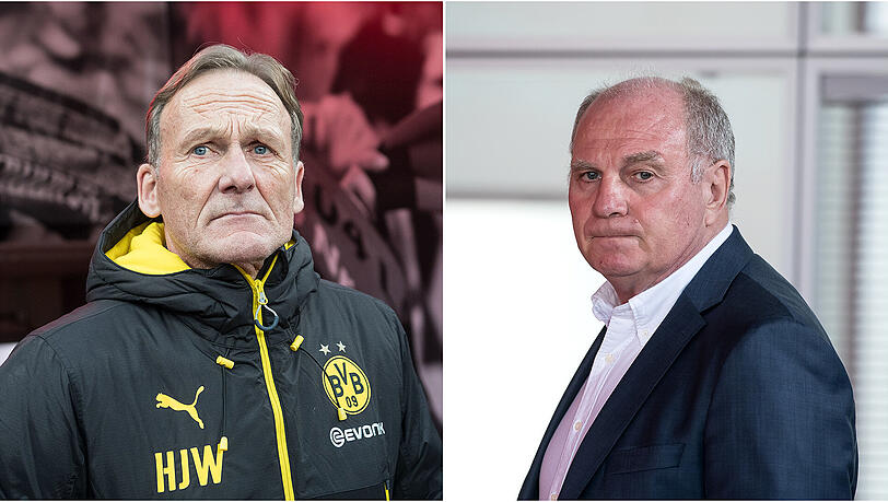 Laut BVB-Boss Hans-Joachim Watzke (l.) gibt es an den Bayern derzeit kein Vorbeikommen. Rechts im Bild: FCB-Präsident Uli Hoeneß. Laut BVB-Boss Hans-Joachim Watzke (l.) gibt es an den Bayern derzeit kein Vorbeikommen. Rechts im Bild: FCB-Präsident Uli Hoeneß.