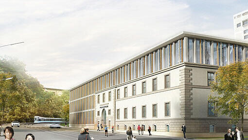 Mit diesem Entwurf hat das Münchner Büro "Hierl Architekten" den Realisierungswettbewerb für das künftige Verwaltungsgebäude der Paulaner-Brauerei gewonnen. Mit diesem Entwurf hat das Münchner Büro "Hierl Architekten" den Realisierungswettbewerb für das künftige Verwaltungsgebäude der Paulaner-Brauerei gewonnen.