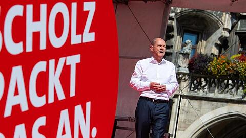 Olaf Scholz auf Wahlkampftour - hier in München.