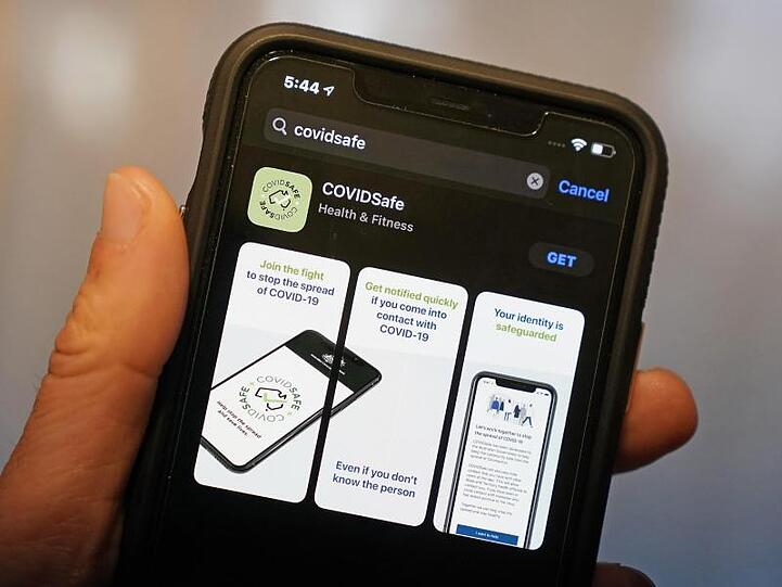 Die Coronavirus-Tracing-App "COVIDSafe" der australischen Regierung auf einem Mobiltelefon.
