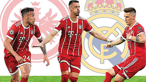 Sie werden im Saisonfinale noch wichtiger: Bayerns Edel-Reservisten Corentin Tolisso, Sandro Wagner und Niklas Süle (v.l.).