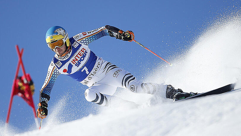 Felix Neureuther auf der Fahrt zum vierten Platz bei Weltcup-Riesentorlauf von Val d'Isere. Felix Neureuther auf der Fahrt zum vierten Platz bei Weltcup-Riesentorlauf von Val d'Isere.