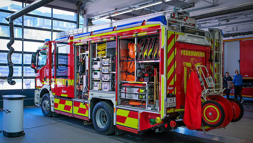 Rettungstechnik m&ouml;glichst kompakt verstaut, denn der Wendekreis der Fahrzeuge muss in einer Stadt wie M&uuml;nchen m&ouml;glichst klein bleiben.