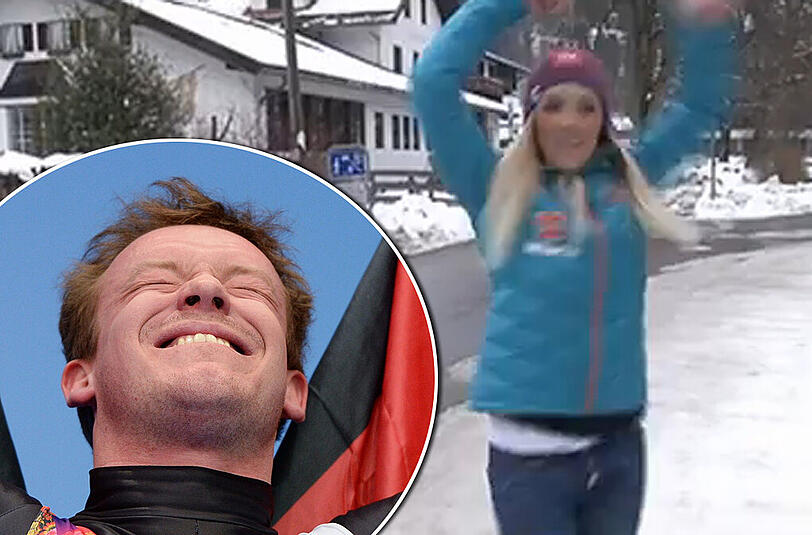 Isabella Laböck tanzt für Felix Loch auf einem Parkplatz