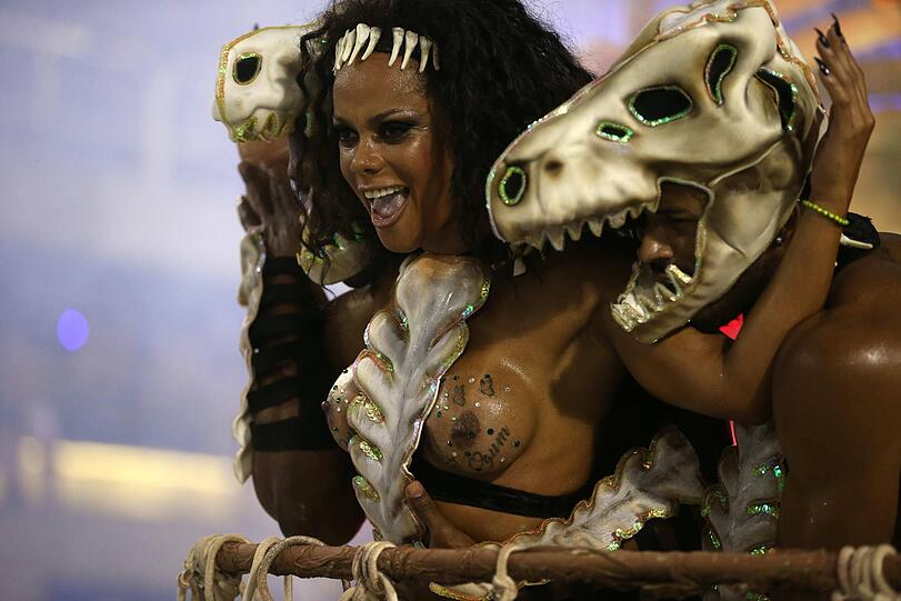 Athletische Tänzer, heiße Rhythmen und kunstvolle Kostüme - die Bilder vom Karneval aus dem Sambadrom in Rio de Janeiro.