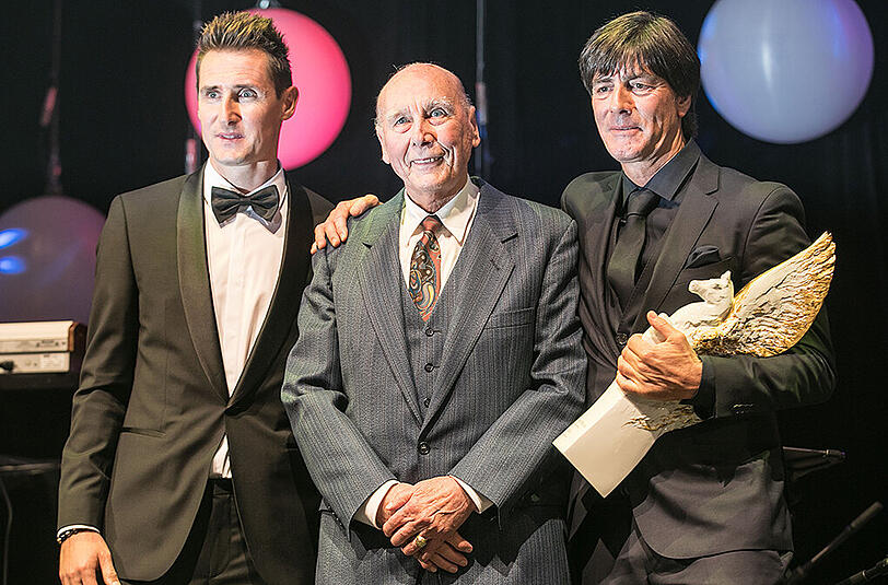Miroslav Klose,Horst Eckel und Joachim Löw.