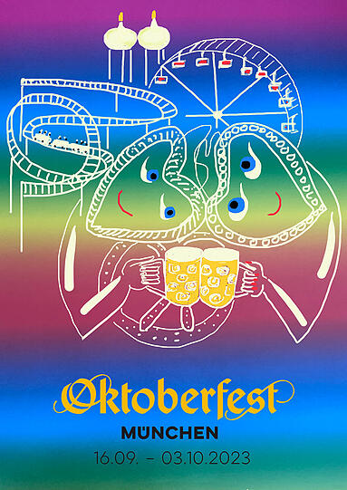 Wie sieht das Oktoberfest-Plakat 2023 aus? 45 Motive stehen zur Auswahl.