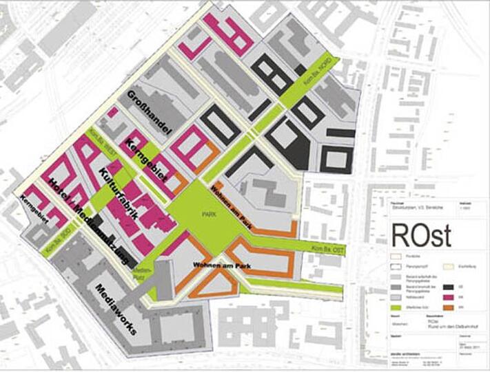 Ein Entwurf der Stadtverwaltung für das Viertel "Rund um den Ostbahnhof".