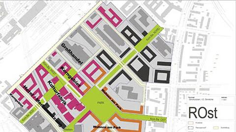 Ein Entwurf der Stadtverwaltung für das Viertel "Rund um den Ostbahnhof".